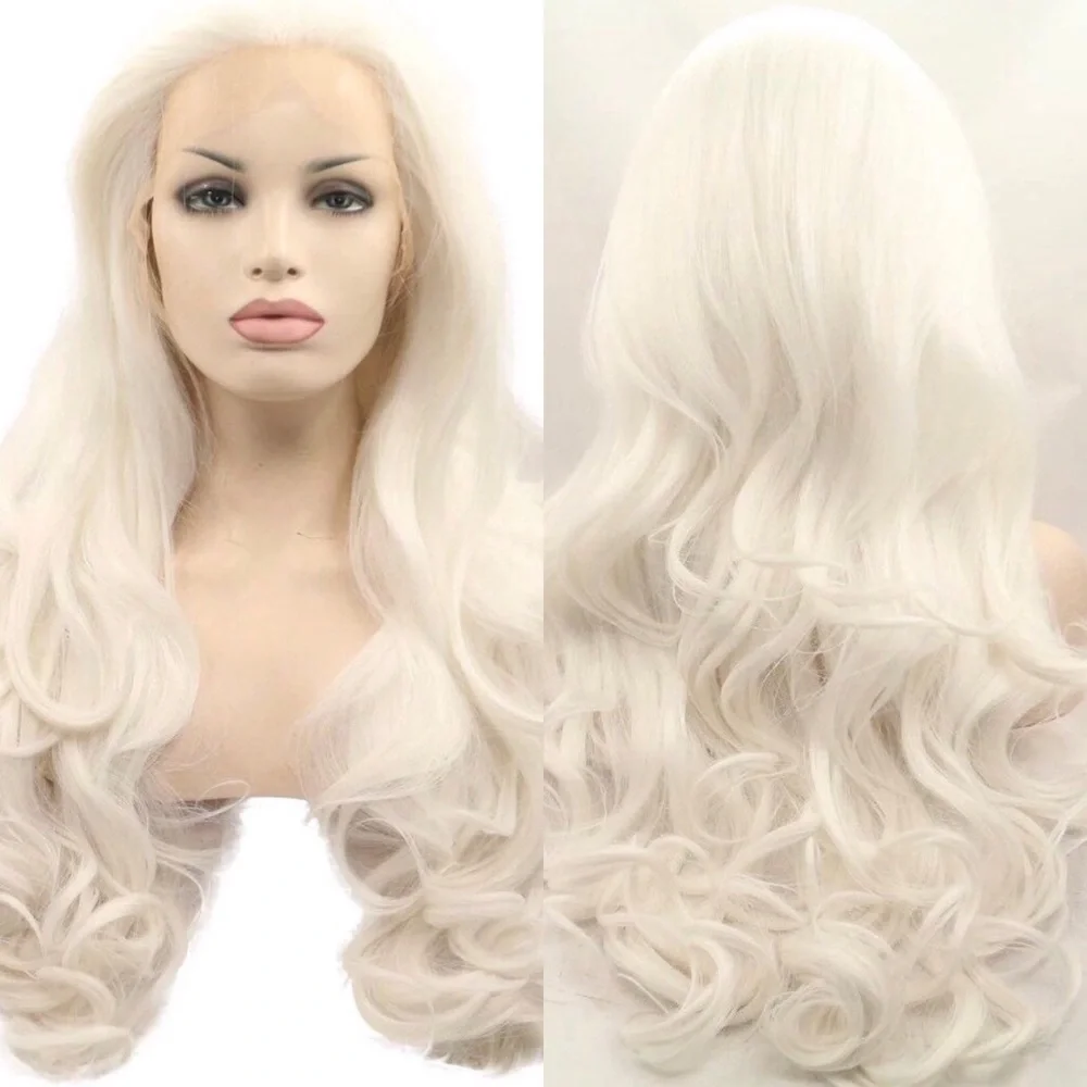 ✨24” PLATINUM BLONDE BODY WAVY LACE FRONT WIG *NEW